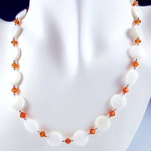 Mother of Pearl and Crystal Necklace